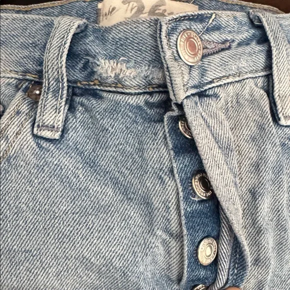 Free People Light Blue Distressed Jean Shorts - Picture 4 of 4